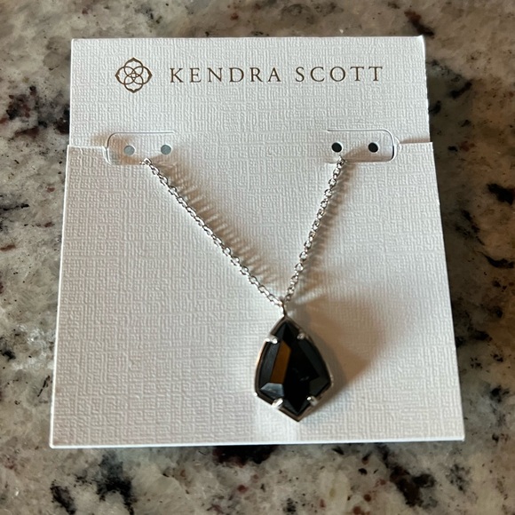 New - Kendra Scott Silver Necklace with Black Pendant - Picture 2 of 3